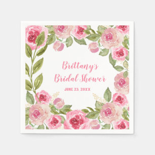 Benutzerdefinierte Brautparty Wilde rosa Rosen Grü Serviette