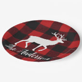 Benutzerdefinierte Büffel-Karo-Hirsch-Weihnachtsfe Pappteller (Schrägansicht)