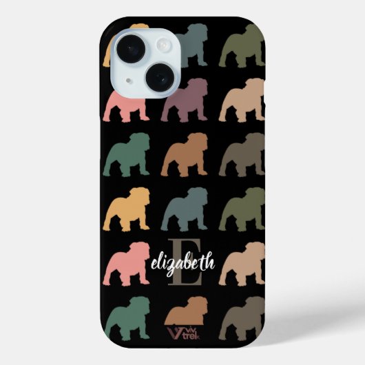 Benutzerdefinierte Bulldogge Blumen Name Initial B Case-Mate iPhone Hülle (Rückseite)