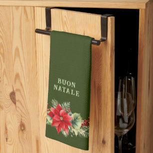 Benutzerdefinierte Buon Natale Florale Küchenacces Geschirrtuch