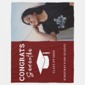 Benutzerdefinierte Burgundy Abschluss Foto-Klasse  Fleecedecke (Vorderseite)