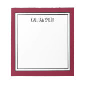 Benutzerdefinierte Burgundy Red White Editable Far Notizblock (Vorderseite)