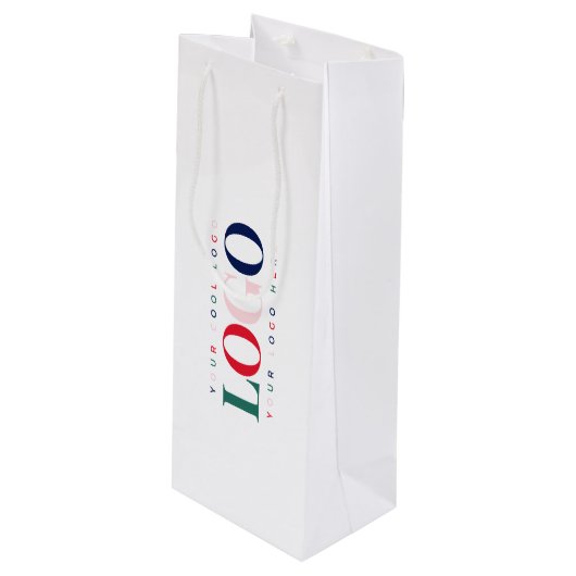 Benutzerdefinierte Business Company Rectangle Logo Geschenktüte Für Weinflaschen (Vorderseite Schrägansicht)