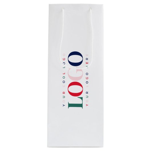 Benutzerdefinierte Business Company Rectangle Logo Geschenktüte Für Weinflaschen (Vorderseite)