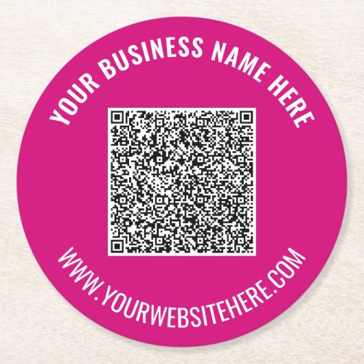 Benutzerdefinierte Business-QR-Code-Papier-Unterle Runder Pappuntersetzer (Vorderseite)
