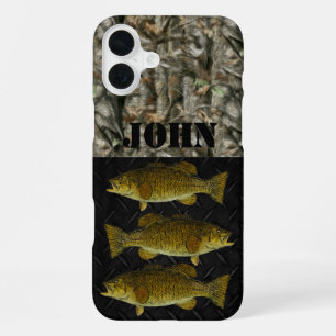 Benutzerdefinierte Camo Rustikal Schwarzbarsch Nam iPhone 16 Plus Hülle
