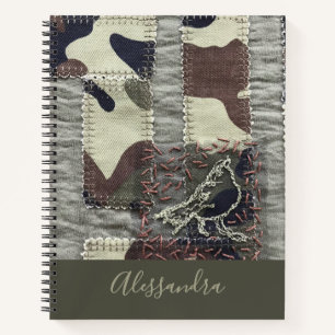 Benutzerdefinierte Camo-Vogel-Patchwork-Optik Natu Notizblock