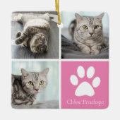 Benutzerdefinierte Cat Foto Collage Hübsch rosa Do Keramikornament (Vorderseite)