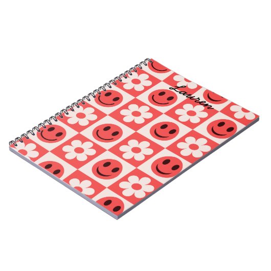 Benutzerdefinierte Checked Blume und Happy Faces R Notizblock (Linke Seite)