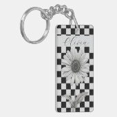 Benutzerdefinierte Checkerboard-Daisy-Blume Schlüsselanhänger (Vorderseite links)