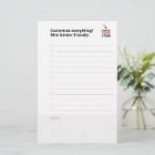 Benutzerdefinierte CHECKLISTE editierbarer minimal Briefpapier (Stehend Vorderseite)