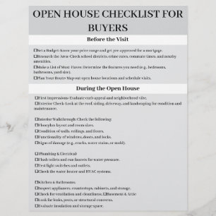 Benutzerdefinierte Checkliste für den offenen Haus Flyer