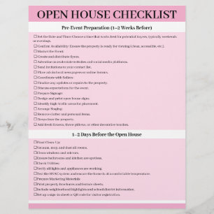 Benutzerdefinierte Checkliste für offene Häuser fü Flyer