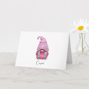 Benutzerdefinierte Chic Pink Gnome-Abschluss-Karte Karte