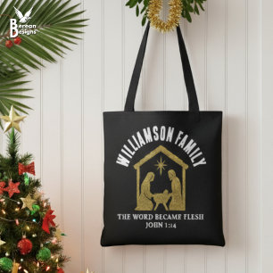 Benutzerdefinierte christliche Glitter-Weihnachtsf Tasche