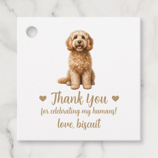 Benutzerdefinierte Cockapoo-Gastgeschenk Hochzeit- Geschenkanhänger (Vorderseite)