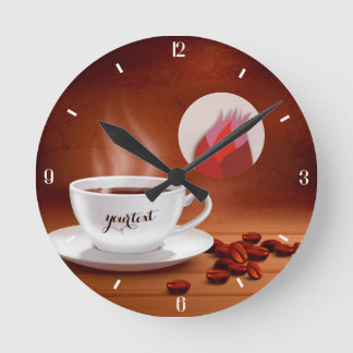Benutzerdefinierte Coffee Clock Cafe-Wanduhr perso Runde Wanduhr
