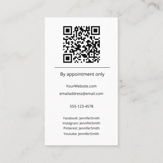 Benutzerdefinierte Cookies Bäckerei Elegantes Foto Visitenkarte (Rückseite)