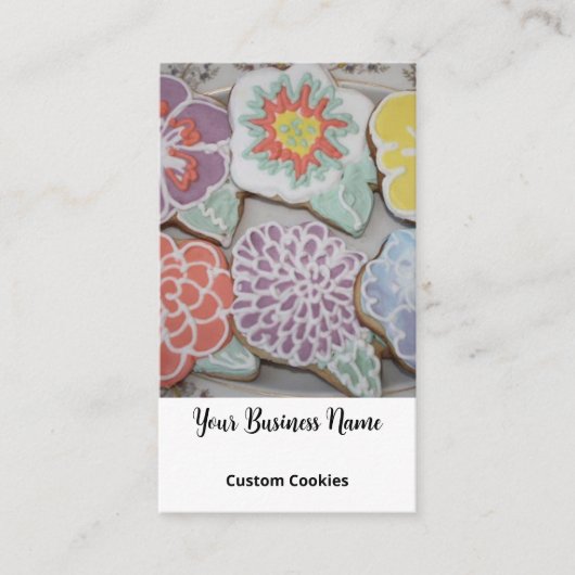 Benutzerdefinierte Cookies Bäckerei Elegantes Foto Visitenkarte (Vorderseite)