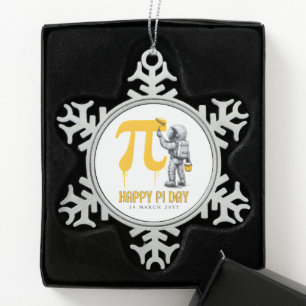 Benutzerdefinierte coole Astronautenmalerei Pi-Sym Schneeflocken Zinn-Ornament