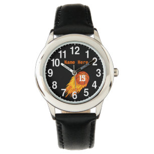 Benutzerdefinierte Coole Flaming-Basketballuhren f Armbanduhr