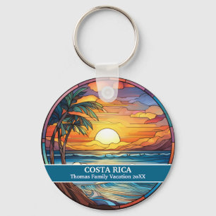 Benutzerdefinierte Costa Rica Reise Faux-Buntglas- Schlüsselanhänger