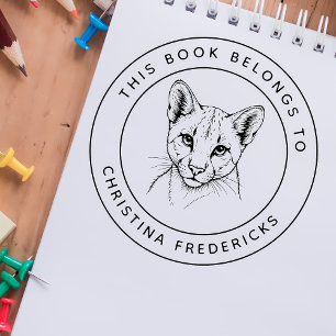 Benutzerdefinierte Cougar-Katze Dieses Buch gehört Gummistempel