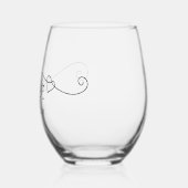 Benutzerdefinierte Couple Monogramme Schwarz-Inter Weinglas Ohne Stiel (Links)