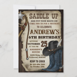Benutzerdefinierte Cowboy-Hut und Lasso Wild West  Einladung