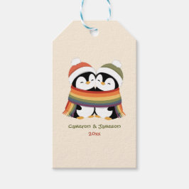 Benutzerdefinierte Cozy Pride Pinguine Weihnachten Geschenkanhänger