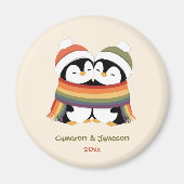 Benutzerdefinierte Cozy Pride Pinguine Weihnachten Magnet (Vorne)