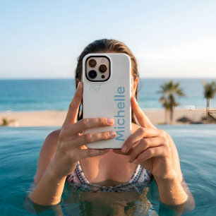 Benutzerdefinierte Creme- und Eisblau-Ästhetik-Min iPhone 16 Pro Max Hülle