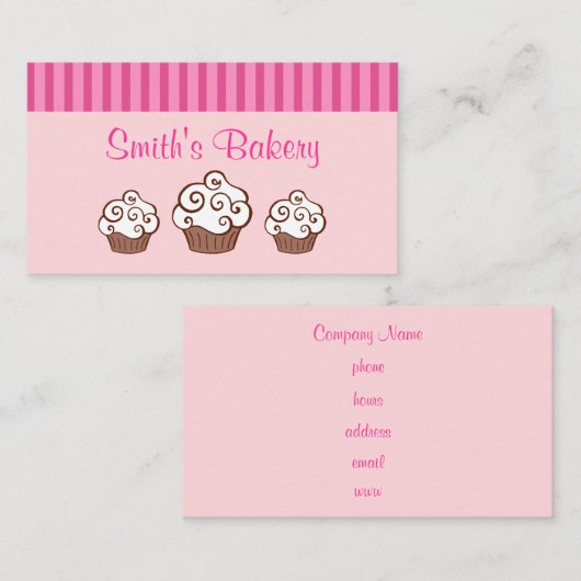 Benutzerdefinierte Cupcake-Visitenkarten Visitenkarte (Vorne/Hinten)