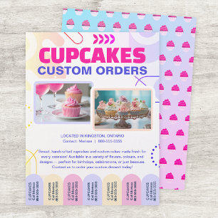 Benutzerdefinierte Cupcakes und Kuchen Tear-Offs F Flyer