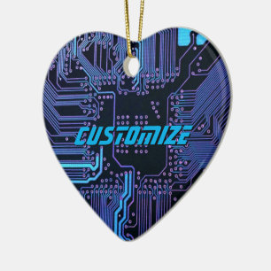 Benutzerdefinierte Cyber-Blau-PCB-Schaltplatine Te Keramik Ornament