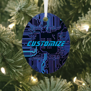 Benutzerdefinierte Cyber Blue PCB Leiterplatte Tec Ornament Aus Metall