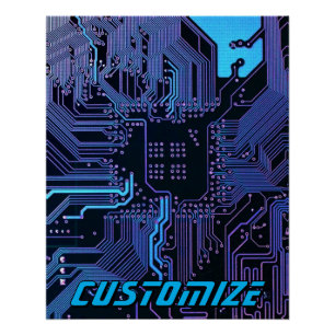 Benutzerdefinierte Cyber Blue PCB-Schaltplatine Te Poster