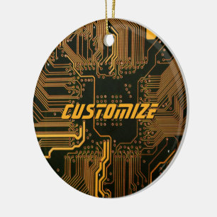 Benutzerdefinierte Cyber Orange PCB Leiterplatte T Keramik Ornament