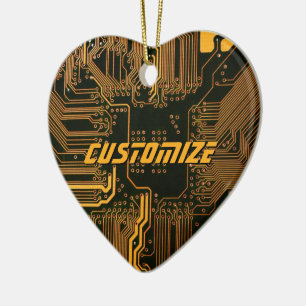Benutzerdefinierte Cyber Orange PCB Leiterplatte T Keramik Ornament