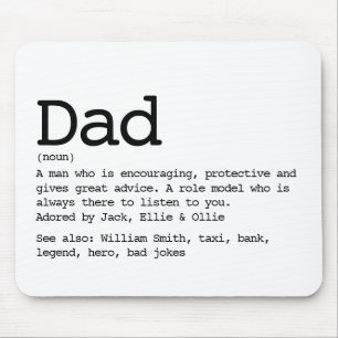 Benutzerdefinierte Dad-Definition Schwarz und Weiß Mousepad