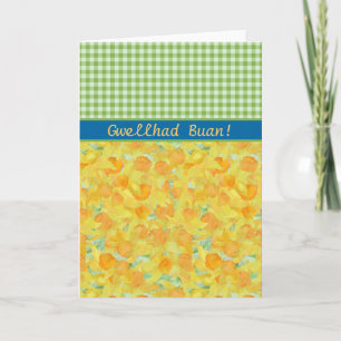 Benutzerdefinierte Daffodien, Karo Gingham Get Wel Karte