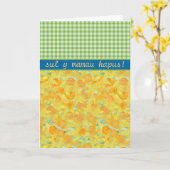 Benutzerdefinierte Daffodien, Karo Gingham Muttert Karte (Gelbe Blume)