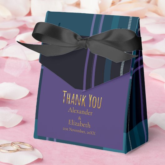 Benutzerdefinierte Danke Blau-Schwarz-Kariert Geschenkschachtel (Hochzeit)