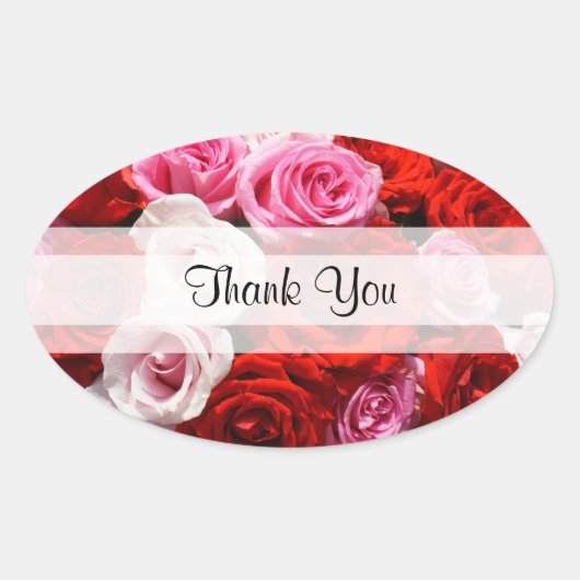 Benutzerdefinierte "Danke"-Rose Oval Stickers (Vorderseite)