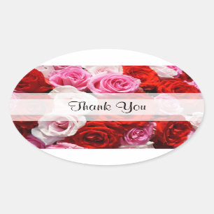 Benutzerdefinierte "Danke"-Rose Oval Stickers
