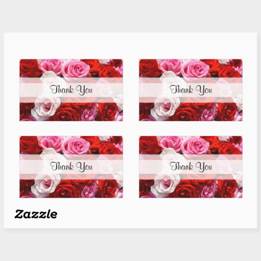 Benutzerdefinierte "Danke"-Rose Rechteckiger Aufkleber (Blatt)