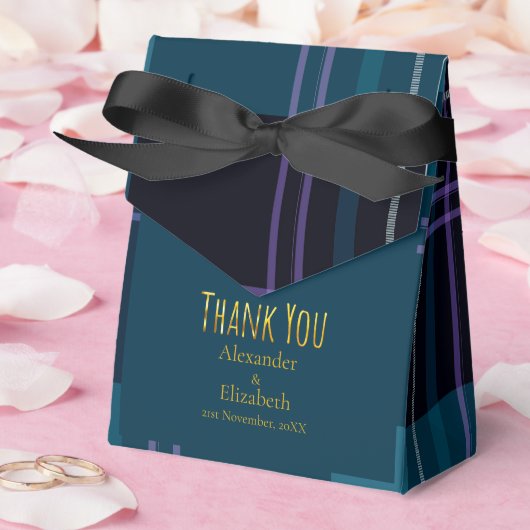 Benutzerdefinierte Dankeschön Blau-Schwarze Karo Geschenkschachtel (Hochzeit)