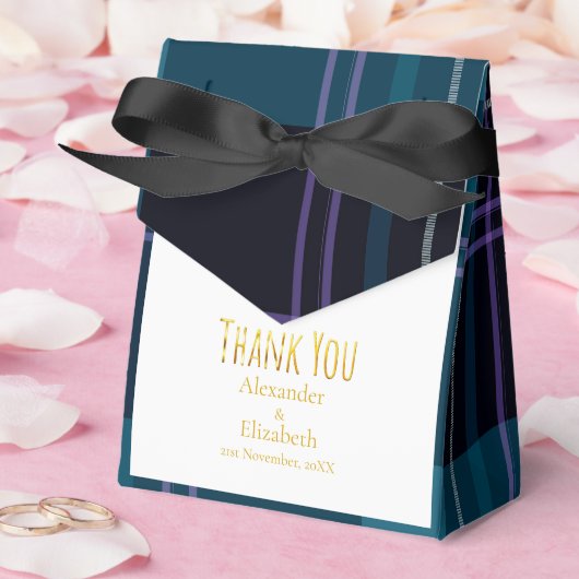 Benutzerdefinierte Dankeschön Blau-Schwarzes Karom Geschenkschachtel (Hochzeit)