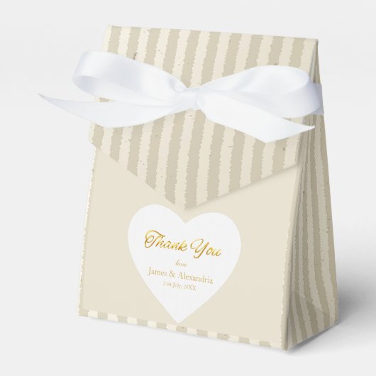 Benutzerdefinierte Dankeschön Gold Streifen Weißes Geschenkschachtel (Vorderseite)