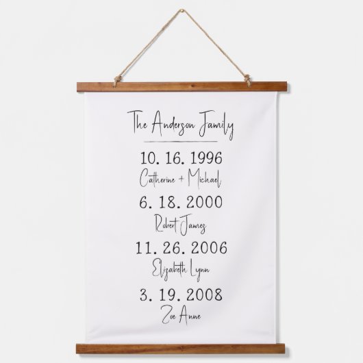 Benutzerdefinierte Daten für die Familie halten Me Wandteppich Mit Holzrahmen (Vorderseite)